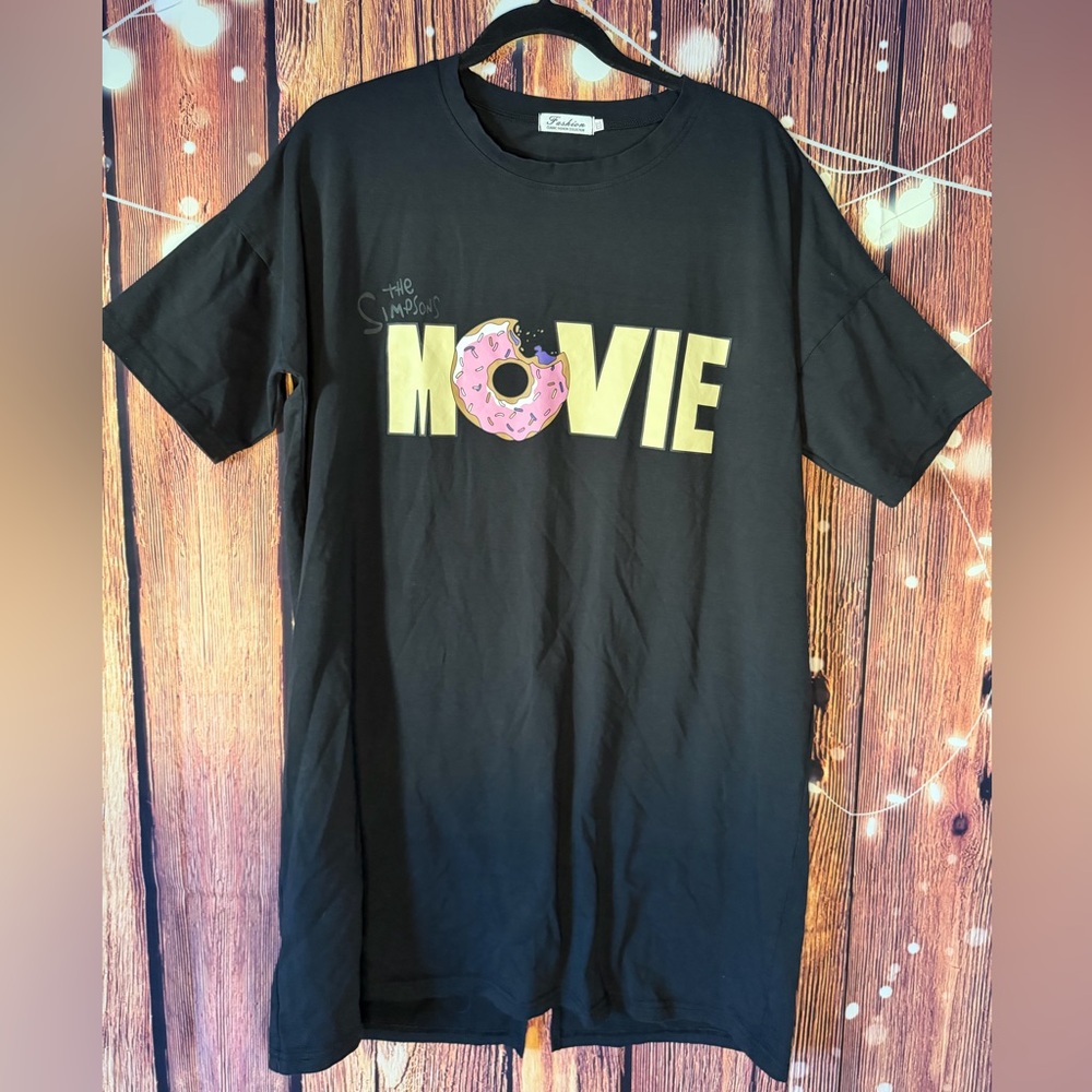 Vintage Black The Simpsons Movie T-Shirt Dress oversized